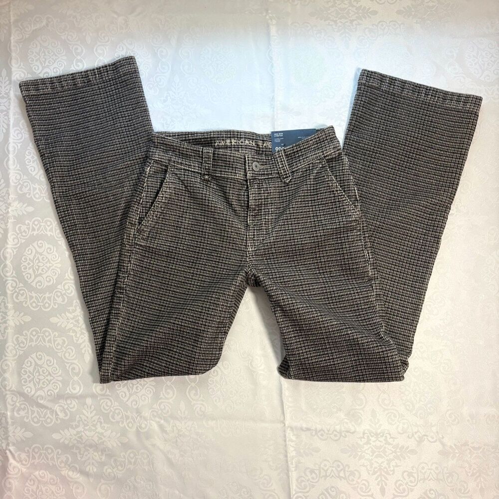 NWT American Eagle Pants Houndstooth Corduroy Bootcut Stretch Mid Rise 000/23
